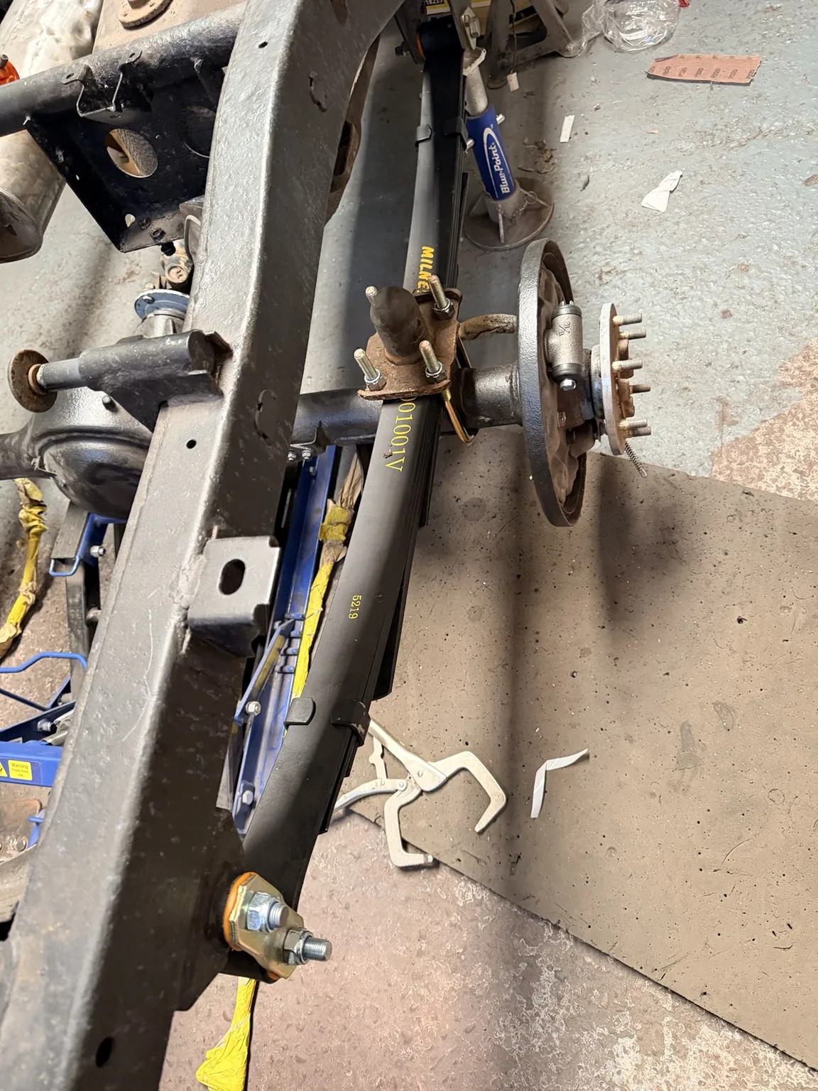 Ford Ranger restored rear axle and brake assembly
